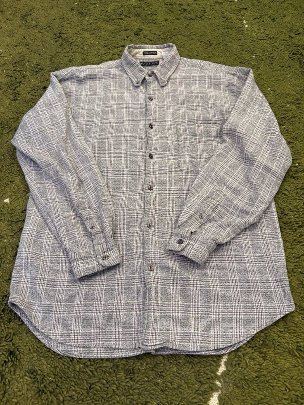 Bugle Boy Mens Plaid Button-Up Long Sleeve Shirt M 90s Vintage Pure Cotton